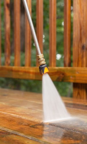 Wooden deck pressure washing in Huntsville, AL